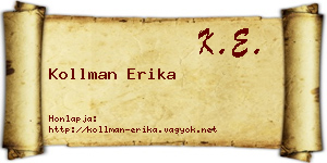 Kollman Erika névjegykártya